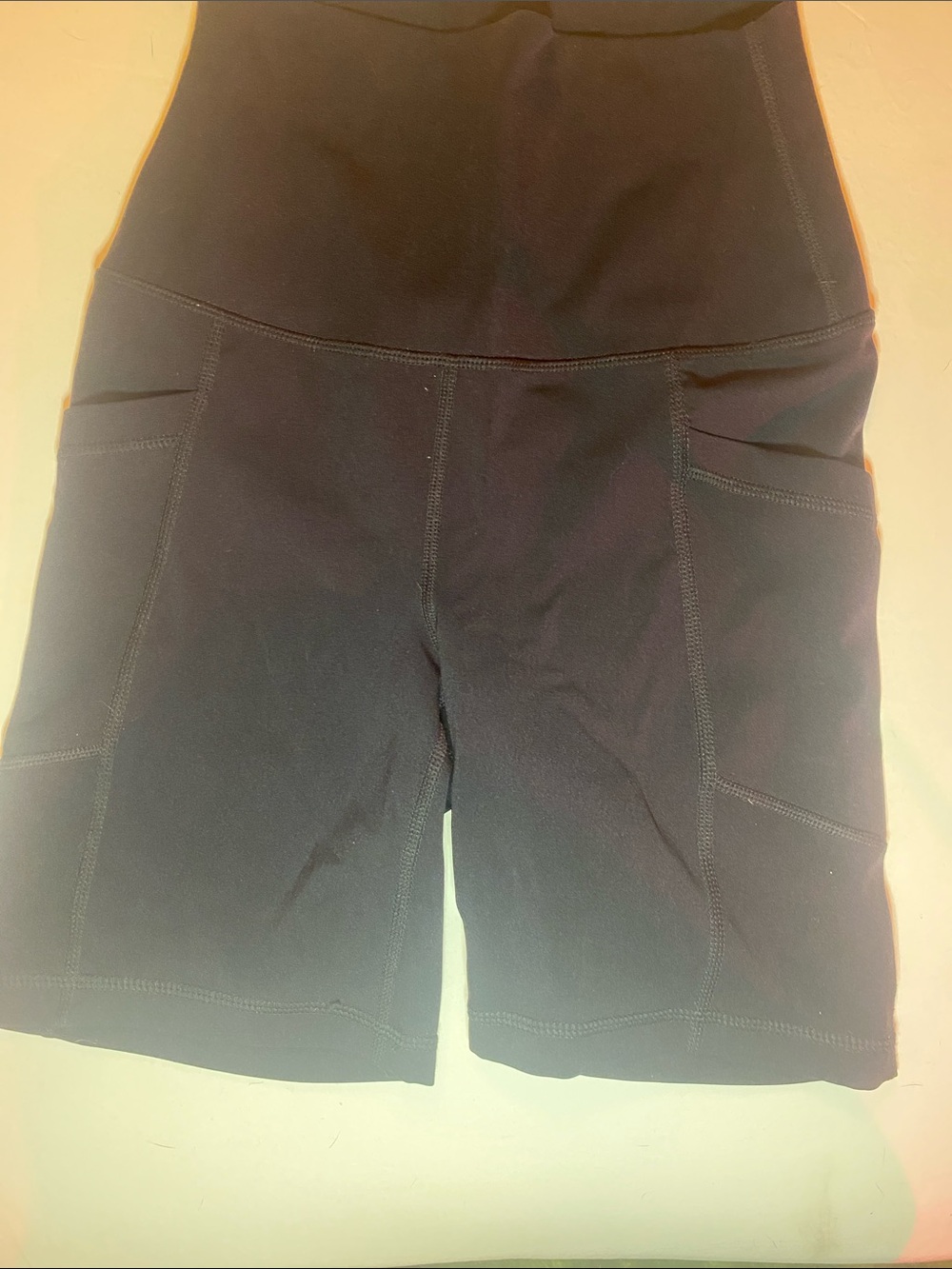 High-Rise Black Athletic Shorts with Side Pockets